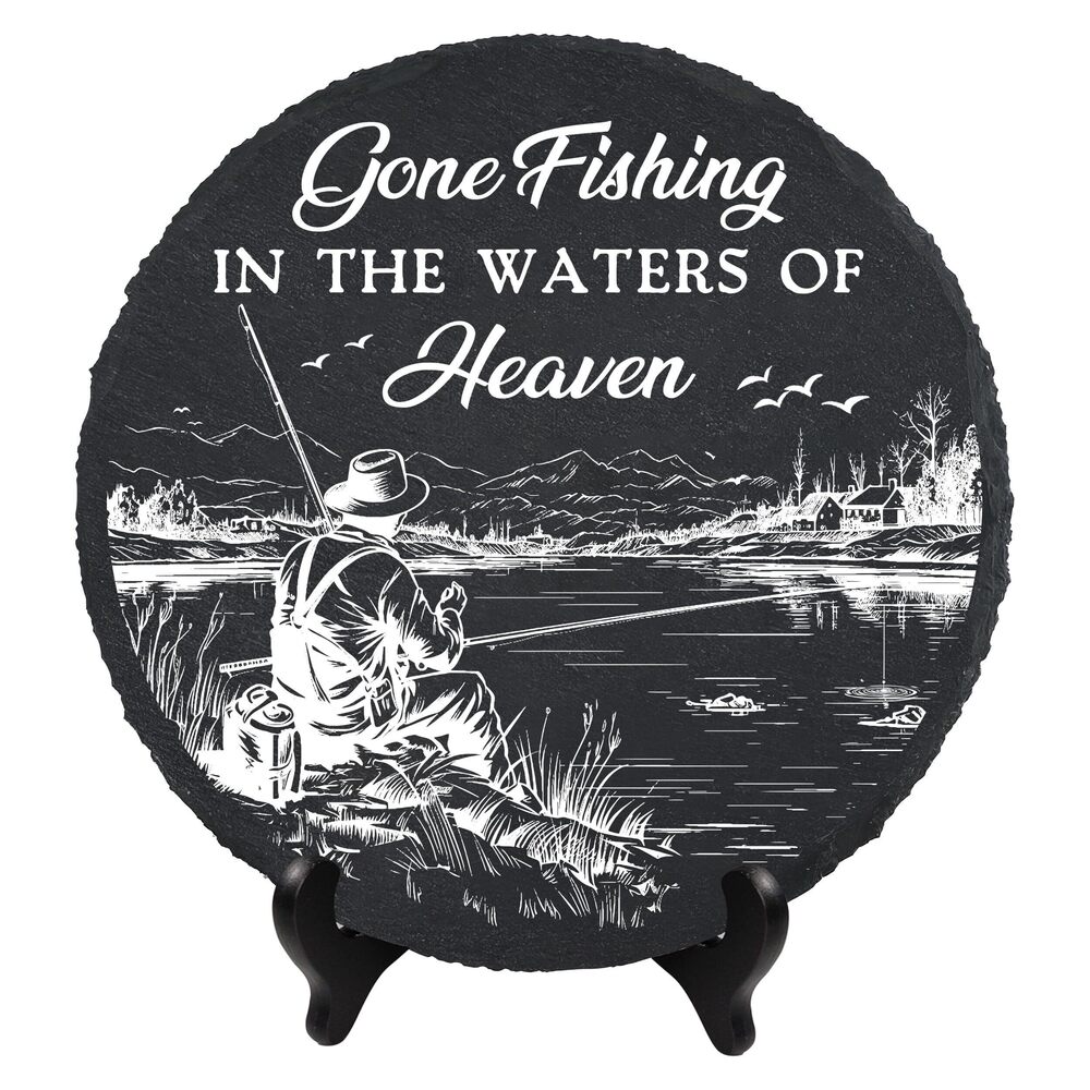 8205 Fishing Memorial Stone, Fishing in Heaven, Sympathy Gift Fisherman